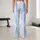 Icy Blue Starry Stripes For Yoga, Pilates And Everyday Outings Leggings - 10