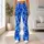 Cobalt Blue White Abstract Lines For Yoga Pilates And Everyday Activewear Leggings - 11