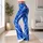 Cobalt Blue White Abstract Lines For Yoga Pilates And Everyday Activewear Leggings - 12
