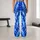 Cobalt Blue White Abstract Lines For Yoga Pilates And Everyday Activewear Leggings - 10