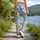 Blue Butterflies And Wildflowers For Everyday Garden Walks And Relaxed Weekend Wear Leggings - 12