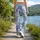 Blue Gray Cloud Wash For Yoga Pilates And Everyday Active Living Leggings - 12