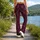 Burgundy Geometric Lines for Yoga, Pilates and Everyday Movement for Active Women Leggings - 12