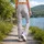 Lavender Daisy Blossoms for Yoga, Pilates, and Everyday Casual Style Leggings - 12