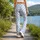 Blue and White Polka Dots for Yoga, Pilates and Everyday Casual Style for Women Leggings - 12