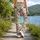 Scarlet Cherry and Sage Leaf Motifs for Cheerful Summer Activewear Leggings - 12