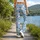 Sky Blue Sheep Motifs for Playful Yoga, Gym Sessions, and Cheerful Everyday Fitness Leggings - 12