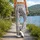 Lavender Wildflower Meadow for Yoga, Pilates, Travel And Everyday Wear Leggings - 12