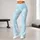 Aqua And White Starry Sky Motif For Everyday Fitness And Relaxed Casual Wear For Women Leggings - 11