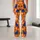 Playful Blue And Cream Cats On Tangerine For Yoga Sessions And Everyday Activewear Leggings - 10