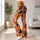Playful Blue And Cream Cats On Tangerine For Yoga Sessions And Everyday Activewear Leggings - 12