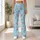 Pink Rose Sprigs on Aqua for Fresh Casual Everyday Style and Spring Outings Leggings - 10