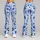 Blue Watercolor Floral Blooms for Yoga, Running, and Everyday Fitness Wear Style Leggings - 9