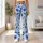 Blue Watercolor Floral Blooms for Yoga, Running, and Everyday Fitness Wear Style Leggings - 12