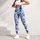 Blue Watercolor Floral Blooms for Yoga, Running, and Everyday Fitness Wear Style Leggings - 4