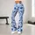 Blue Watercolor Floral Blooms for Yoga, Running, and Everyday Fitness Wear Style Leggings - 11