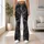Black Roses and Crescent Moon for Gothic Night Out Style, Elegant Women's Everyday Wear Leggings - 11