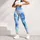 Icy Blue Watercolor Marbling for Yoga, Studio Training, and Everyday Movement Leggings - 5