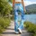 Icy Blue Watercolor Marbling for Yoga, Studio Training, and Everyday Movement Leggings - 12