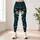 Teal Botanical Wildflowers and Foliage for Everyday Outings and Relaxed Weekend Style Leggings - 4