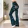 Teal Botanical Wildflowers and Foliage for Everyday Outings and Relaxed Weekend Style Leggings - 11