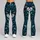 Teal Botanical Wildflowers and Foliage for Everyday Outings and Relaxed Weekend Style Leggings - 9