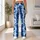 Indigo And White Shibori Waves For Yoga, Gym Training And Everyday Activewear Style Leggings - 11