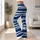Navy Brushstroke Stripes for Coastal Runs and Studio Sessions for Active Women Leggings - 11