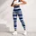 Navy Brushstroke Stripes for Coastal Runs and Studio Sessions for Active Women Leggings - 4
