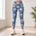 White Daisy Blooms on Periwinkle Blue for Spring Fitness and Yoga Leggings - 4