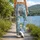 White Geese And Daisies For Cheerful Springtime Everyday Wear For Nature Loving Women Leggings - 12