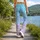 Pastel Aqua Lavender Organic Spots for Yoga, Running and Everyday Activewear Style Leggings - 12