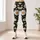 White Daisy Blooms on Midnight Black for Spring Workouts and Everyday Wear for Women Leggings - 6