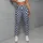 Blue And Ivory Gingham Checks For Studio Workouts And Weekend Wear Leggings - 5