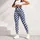 Blue And Ivory Gingham Checks For Studio Workouts And Weekend Wear Leggings - 4