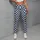 Blue And Ivory Gingham Checks For Studio Workouts And Weekend Wear Leggings - 4