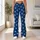 Ivory Floral Motifs on Indigo Blue for Yoga Pilates and Everyday Wear Leggings - 10