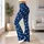 Ivory Floral Motifs on Indigo Blue for Yoga Pilates and Everyday Wear Leggings - 11