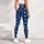 Ivory Floral Motifs on Indigo Blue for Yoga Pilates and Everyday Wear Leggings - 6