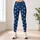 Ivory Floral Motifs on Indigo Blue for Yoga Pilates and Everyday Wear Leggings - 4