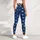 Ivory Floral Motifs on Indigo Blue for Yoga Pilates and Everyday Wear Leggings - 4