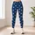 Ivory Floral Motifs on Indigo Blue for Yoga Pilates and Everyday Wear Leggings - 6