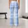 Sky Blue and Ivory Tartan Checks for Yoga, Pilates, and Relaxed Everyday Style Leggings - 10