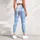 Sky Blue and Ivory Tartan Checks for Yoga, Pilates, and Relaxed Everyday Style Leggings - 5