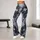 Charcoal Marble Veins with Pale Blue Blossoms for Yoga, Pilates, and Everyday Lifestyle Leggings - 11