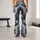 Charcoal Marble Veins with Pale Blue Blossoms for Yoga, Pilates, and Everyday Lifestyle Leggings - 10