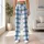 Blue Green Windowpane Checks for Yoga Pilates Commutes and Everyday Wear Leggings - 11