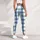 Blue Green Windowpane Checks for Yoga Pilates Commutes and Everyday Wear Leggings - 6