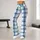 Blue Green Windowpane Checks for Yoga Pilates Commutes and Everyday Wear Leggings - 10