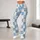Blue And Ivory Snowflake Checks For Yoga, Pilates, Travel And Everyday Casual Style Leggings - 11